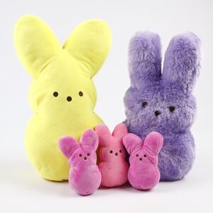 Lot of 5 Peeps Cotton Candy Scented Easter Plush Bunnies Purple Pink Yellow